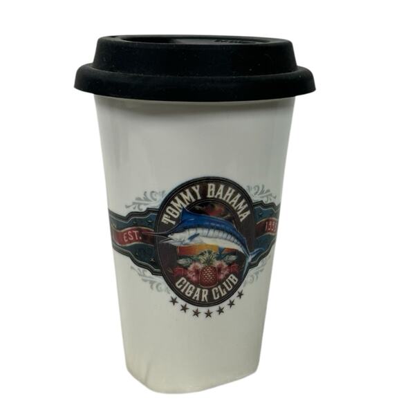 Tommy Bahama Cigar Club Ceramic Travel Mug with Lid - Picture 1 of 6